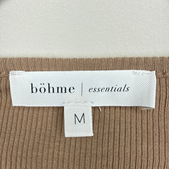 Bohme Noelle Ribbed Open Back Beige Bodysuit Medium Long Sleeve Chic‎ Classic - Picture 8 of 10